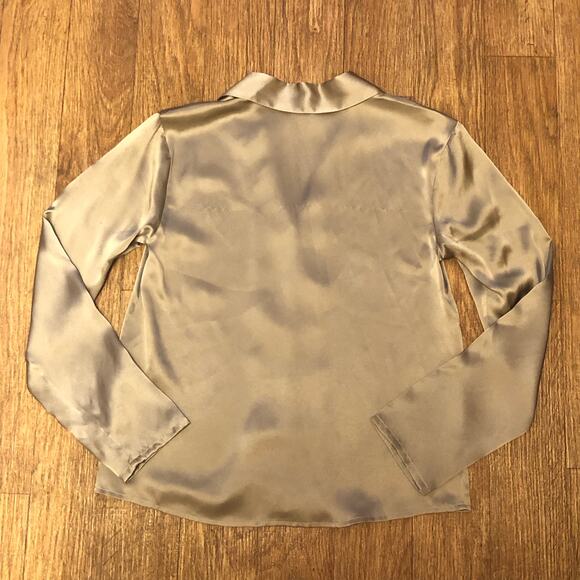 NWOT Nordstrom Champagne Button Front Silk Blouse Size XS - Picture 7 of 11